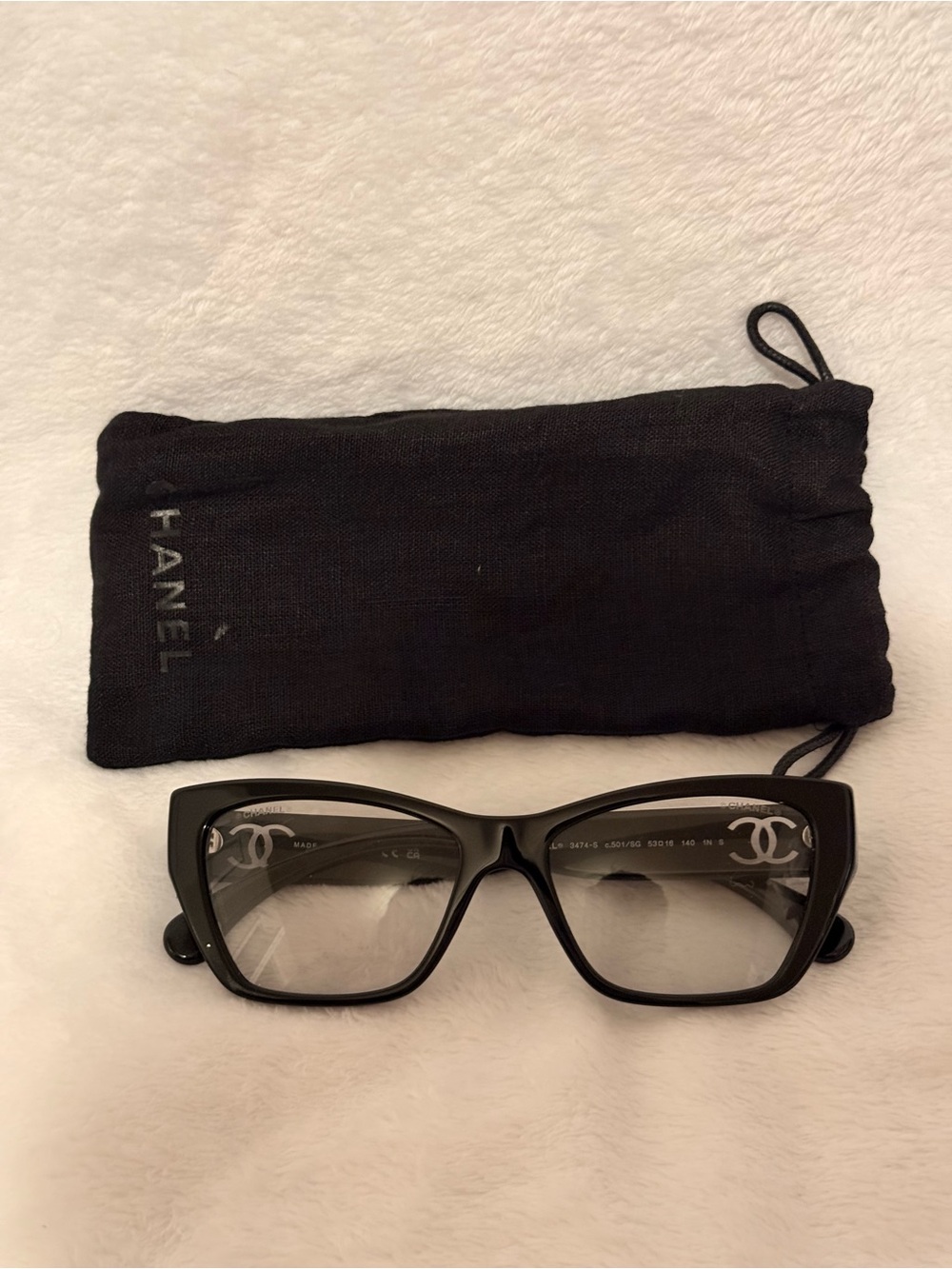 Chanel 3474S (C501) Black Cat-Eye Eyeglasses